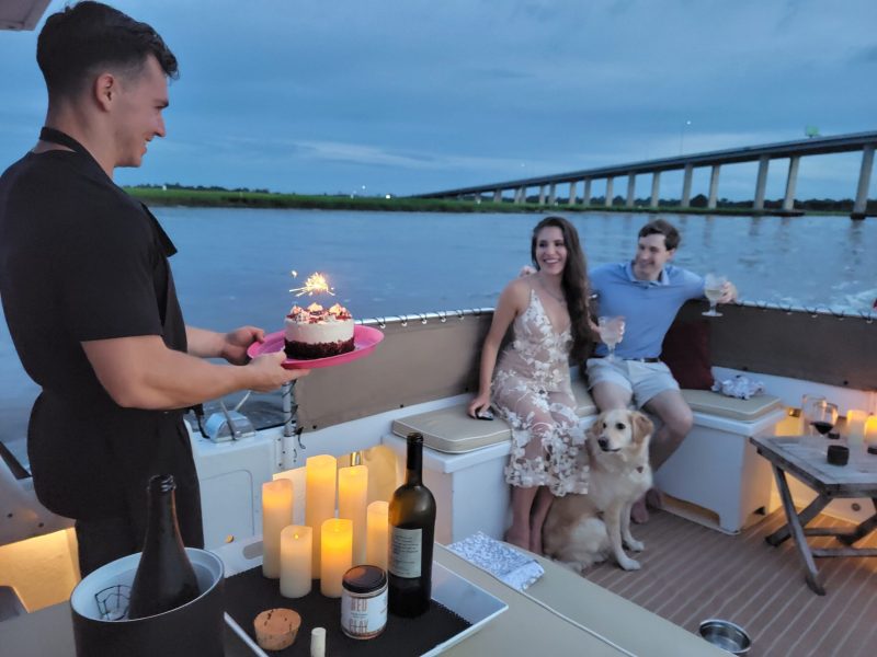 a couple of people that are standing in the water
