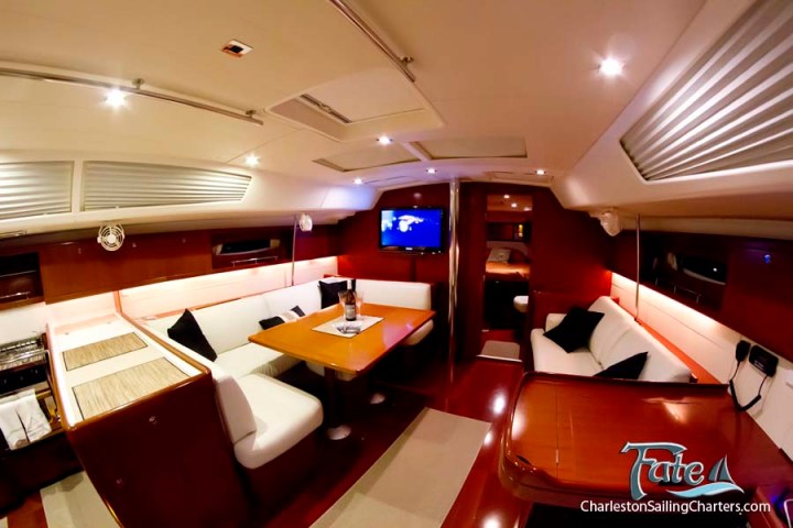 a room filled with furniture and a table