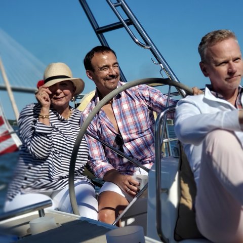 a group of people on a boat