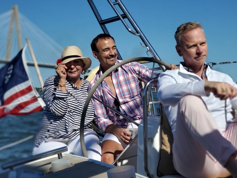 a group of people on a boat
