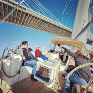 a group of people on a boat
