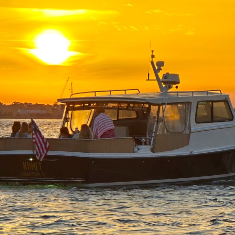 a small boat in a body of water