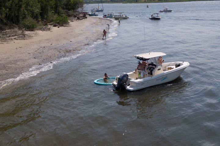 a small boat in a body of water