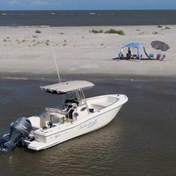 a group of people in a boat on a body of water